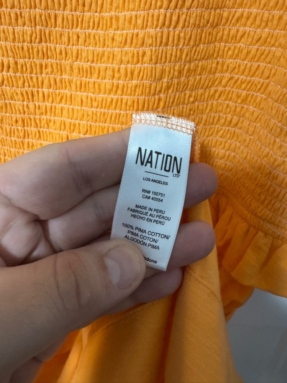080 NATION LTD. Women's Ginger Smocked Pima Cotton Dress - Tang, Medium - Picture 11 of 16